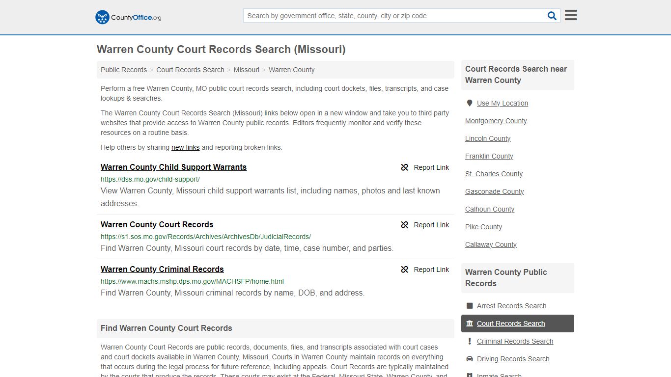 Warren County Court Records Search (Missouri) - County Office